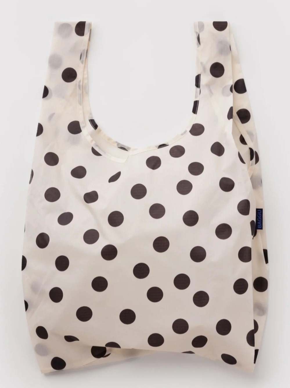 BAGGU Cream Tote with Black Polka Dots